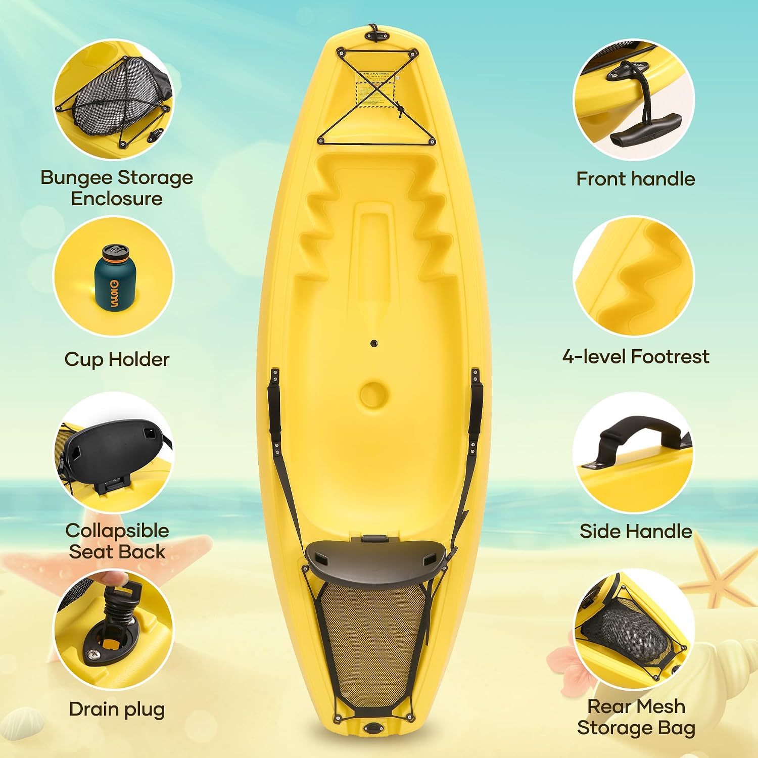 Kajak z wiosłem 6.5 FT, rekrea – Fishing Kayak Paddle recenzja i cena