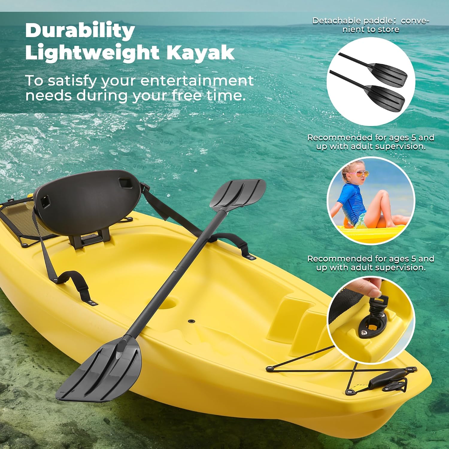 Kajak z wiosłem 6.5 FT, rekrea – Fishing Kayak Paddle recenzja i cena